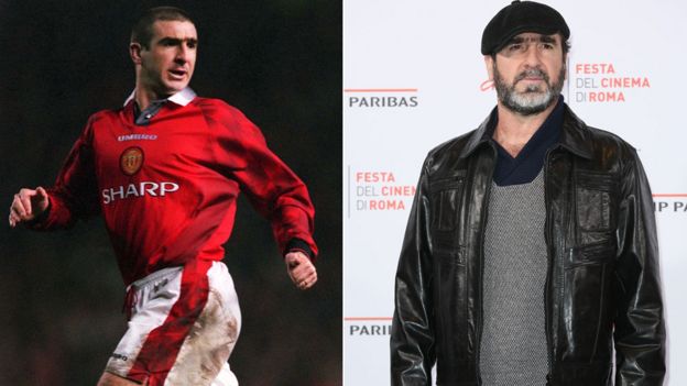 Eric Cantona in 1997 and 2015