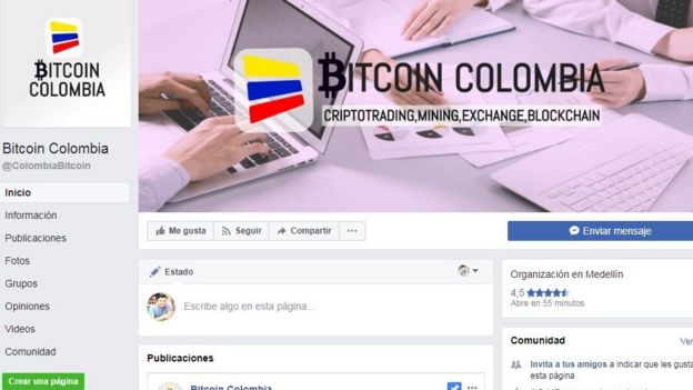 Página de Facebook "Bitcoin Colombia". Foto: Facebook.