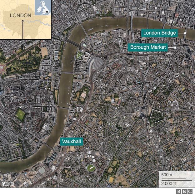 Map of London Bridge and Vauxhall area