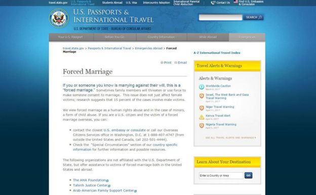 Página web del Departamento de Estado de EE.UU.