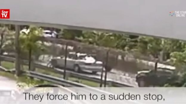 Screenshot of a CCTV clip purportedly showing the kidnapping of Malaysian pastor Raymond Koh