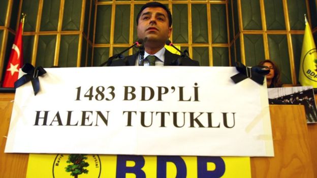 Selahattin Demirtaş, Nisan 2010'da TBMM'de BDP'nin grup toplantısında konuşuyor.