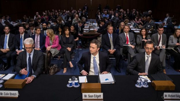 Socialmedia representatives at a congressional hearing