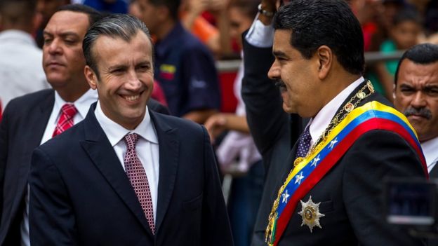 Tareck El Aissami y Nicolás Maduro