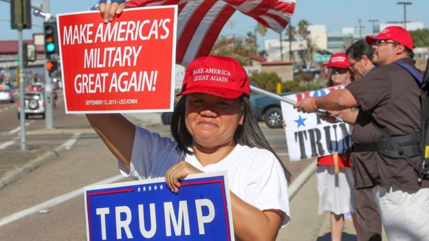 Apoiadores de Trump durante a campanha; para Marcos Liberato, que mora na Flórida, Trump fará bem aos estrangeiros