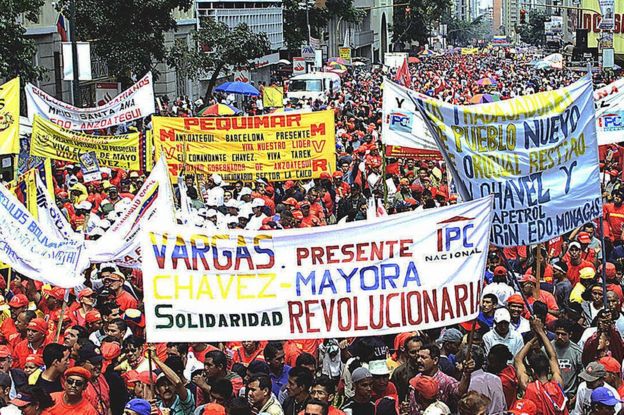 Protestas en Caracas el 1 de mayo de 2004.