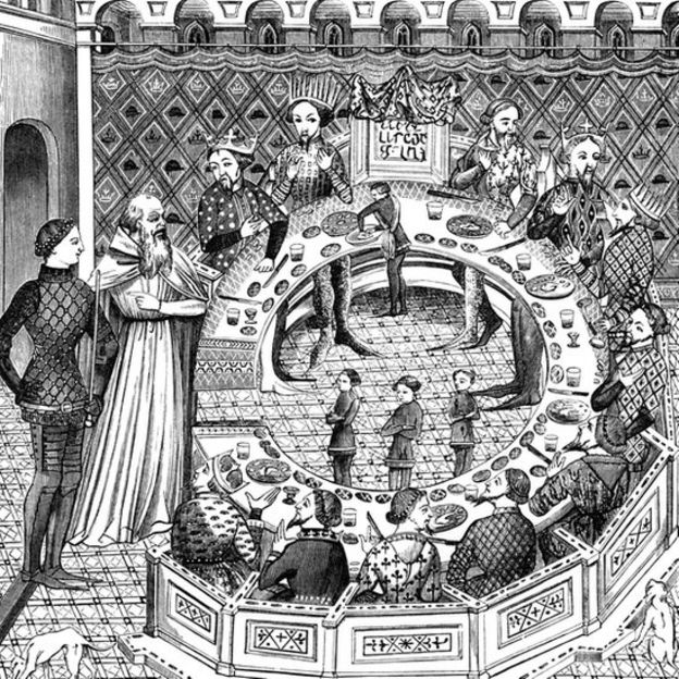 IlustraÃ§Ã£o do rei Arthur e os cavaleiros da mesa redonda