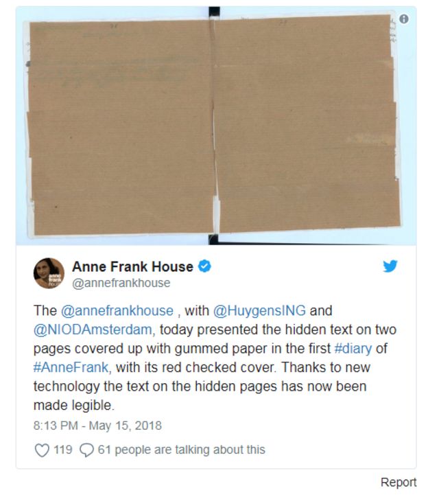 আনা ফ্রাঙ্কের আলোচিত ডায়রির লুকানো দুটি পৃষ্ঠা।