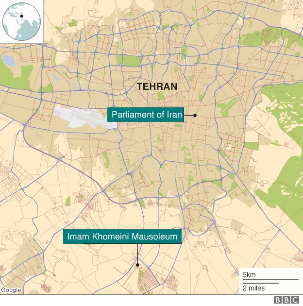 Map showing Tehran