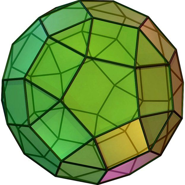 Ilustração de um rombicuboctaedro, um dos sólidos de Arquimedes