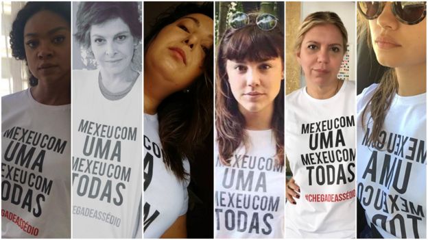 Atrizes, apresentadoras e mulheres que trabalham na Rede Globo usam camiseta da campanha 