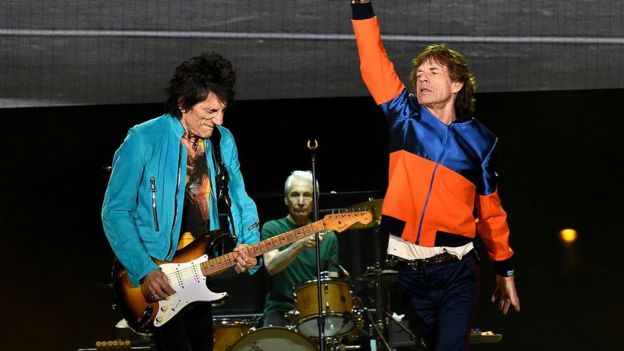 Ronnie Wood, Charlie Watts y Mick Jagger, integrantes de The Rolling Stones.