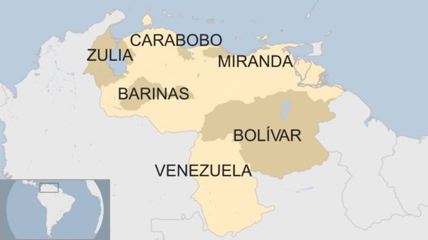 Mapa estados clave en las elecciones de Venezuela