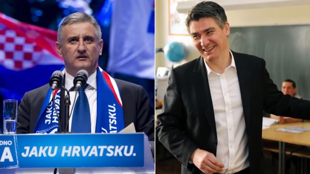 Composite image of Croatian electoral candidates Tomislav Karamarko (left) and Zoran Milanovic (right) - 8 November 2015