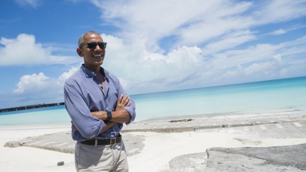 Le président Barack Obama dans l'Atoll in the Papahanaumokuakea Marine National Monument dans l'Océan Pacifique