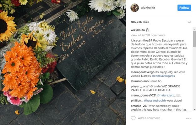 La foto de Wiz Khalifa de la tumba de Pablo Escobar