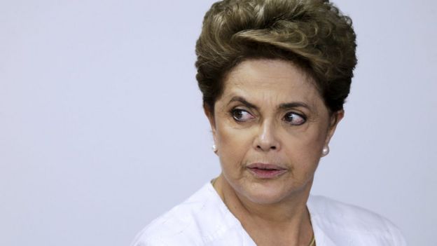 Brazil's former President Dilma Rousseff during a ceremony in Brasilia on 15 April, 2016