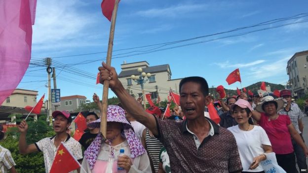 File photo of villagers protesting in Wukan, China