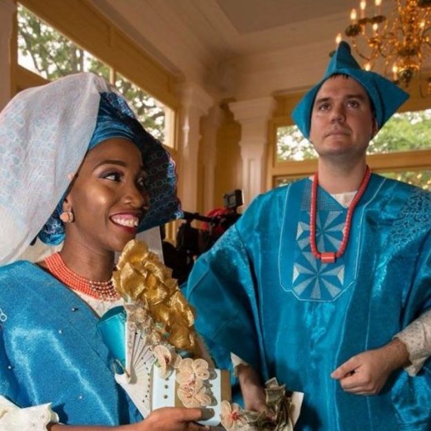 Michael and Kehinde Brown on their wedding day