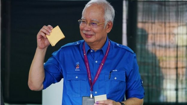 Najib Razak voting in the election (9 May 2018)