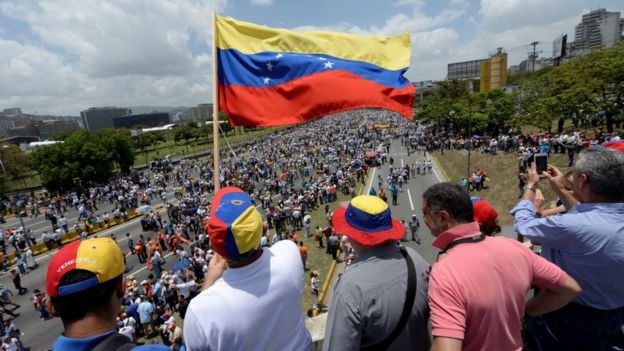 Una manifestación en Caracas