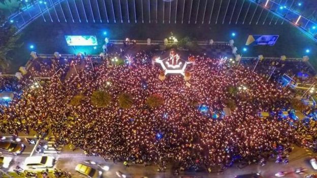 
Aksi lilin di Pekanbaru