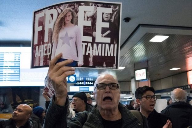 A rally in New York in support of Ahed Tamimi (30/01/18)