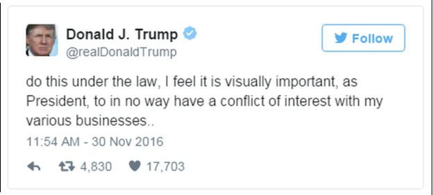 A tweet from Donald Trump reads: