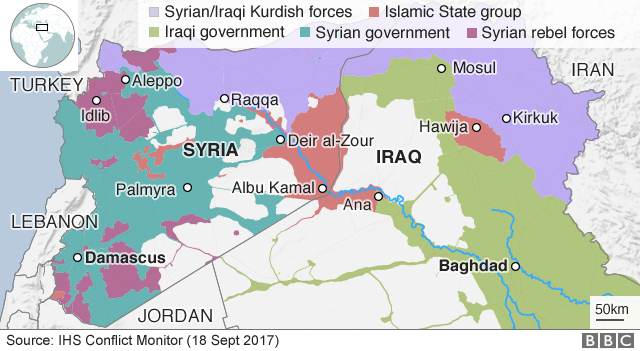 Map showing control of Iraq and Syria (18 September 2017)