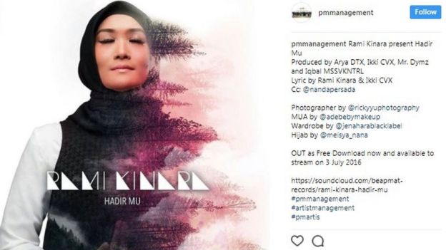 Promosi single religi Rami Kinara pada Instagram.