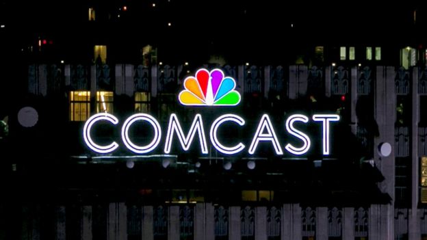 Comcast logo, one of the big companies providing broadband services.