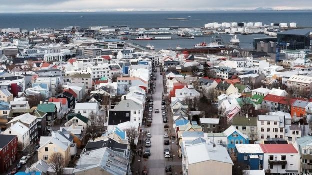 Vista aérea de Reikjavik.