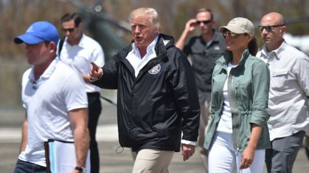 Donald Trump y su esposa Melania en Puerto Rico