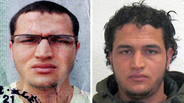 German federal police handout pictures of Berlin market attack suspect Anis Amri (21 December)