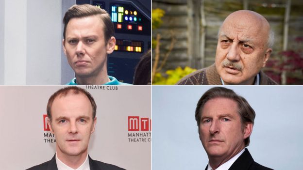 Clockwise from top left: Jimmi Simpson, Anupam Kher, Adrian Dunbar and Brian F. O'Byrne