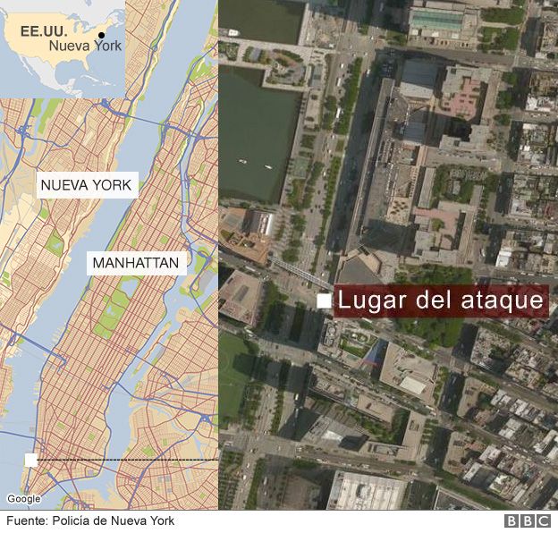 Mapa donde ocurrió el ataque de Nueva York.