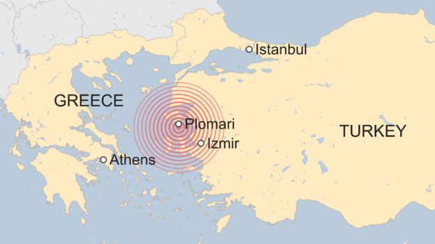 Map showing where earthquake struck