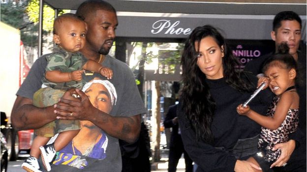 Kanye West and Kim Kardashian West and children