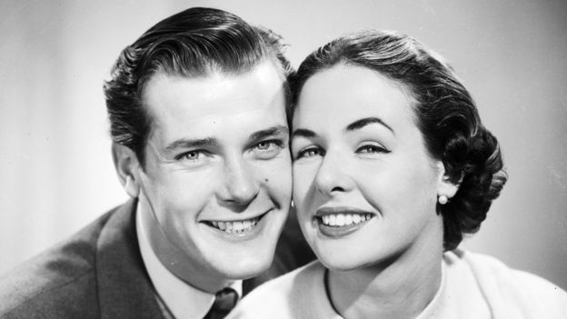 Roger Moore and Jennifer Haking in 1953