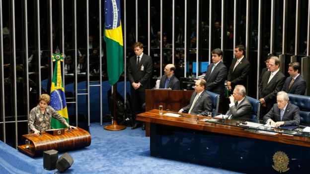 Dilma Rousseff habla ante el Senado