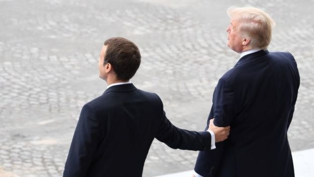 French President Emmanuel Macron (left) and US President Donald Trump in Paris. Photo: July 2017