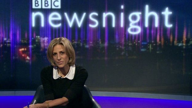 Emily Maitlis on the set of Newsnight