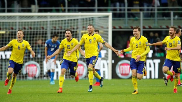 Los suecos celebran su pase al Mundial