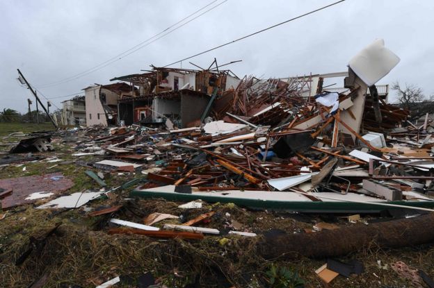 Casa destrozada por el huracán Harvey en Rockport, Texas, Estados Unidos.