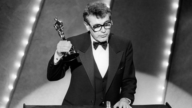 Milos Forman with his second best director Oscar for Amadeus in 1985