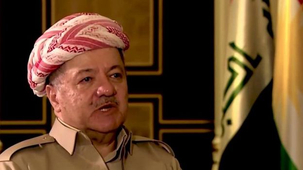 The President of Iraqi Kurdistan, Massoud Barzani, during a BBC interview