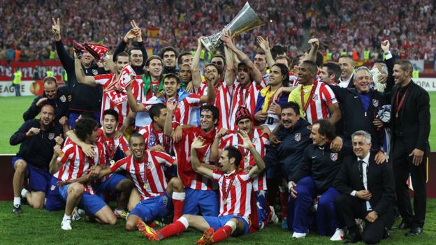 Atlético de Madrid en la final de 2012.