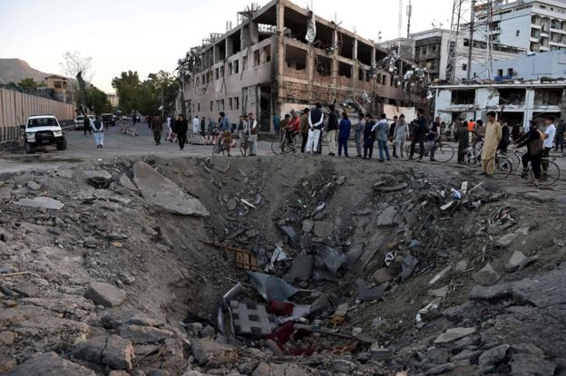 Bomb crater in Kabul, 31 May