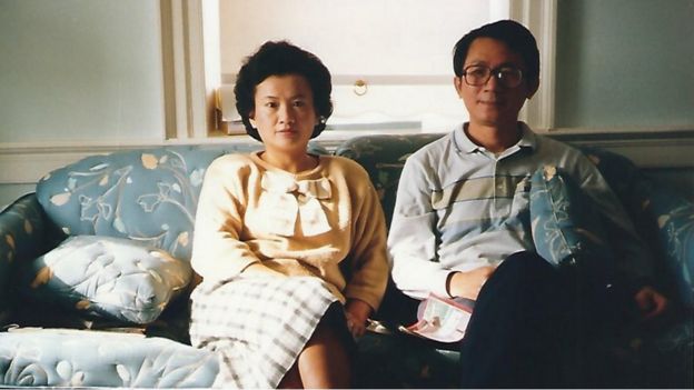 Foto de Betty Chang y Chang Hsien-yi en 1988 en EEUU