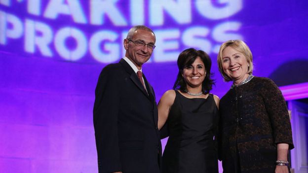 John Podesta, Neera Tanden, and Hillary Clinton